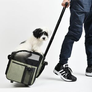 Carrier Hot Sale! Pet Dog Trolley Case ryggsäck Portabel utomhuskatt hundbärare Väska resevakan DU