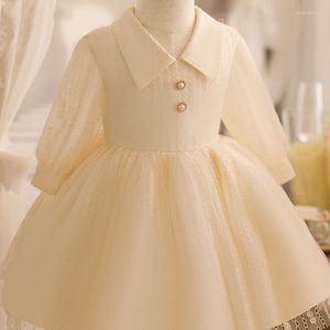 女の子のドレスシャンパンフォーマル生まれ服ベビーレースパーティープリンセスガールズウェディングフロックのための1歳の誕生日の洗礼服