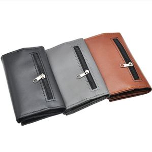 Smoking Pipes Cigarette packaging bag with three fold zipper leather cigarette bag