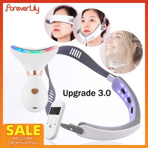 Hemskönhetsinstrument Infraröd EMS Slimming V Face Lifting Belt Machine LED P On Rejuvenation Neck Up Massager Minska Double Chin 230511