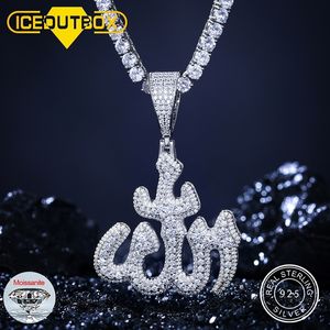 Anhänger Halsketten Funkelnder Islam Muslim Runenmuster Religiöse Halskette 925 Sterling Silber Herren Hip Hop Schmuck Geschenke 230511