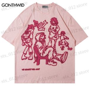 Herr t-shirts hiphop grafik t skjortor streetwear y2k harajuku japansk tecknad tryck överdimensionerad tshirt 2023 män mode casual bomullstoppar t230512