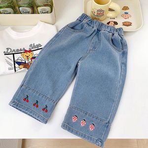 Джинсы Spring Girls 'Fashion вышитые джинсы детские брюки детские повседневные штаны для ног 3-10 лет 230512