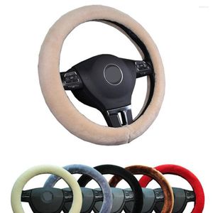 Steering Wheel Covers M 38cm Winter Warm Short Plush Car Universal Size Fluffy Braid