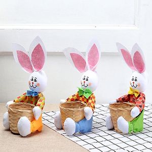 Gift Wrap Egg Organizer Easter Decor Cartoon Design Storage Bamboo Basket Candy