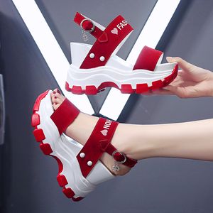 Sandals Moipheng Platform Women Summer Chunky High Heels Female Wedges Shoes for Fish Toe Red Sandalia Feminina 230512