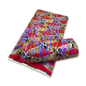 Tessuto più popolare ricamato con paillettes Ankara Cera 6 metri con paillettes complete Tessuti in cera Nigeria Ankara Tissu Materiali stampati Y10141