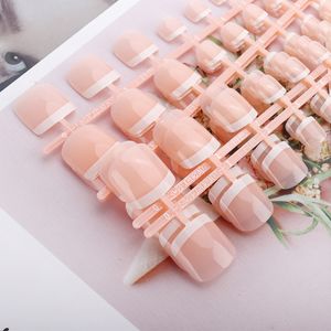 False Nails 120pcs Fake French ToeNails With Glue Type Removable Square Short Paragraph Nude Color Fashion Manicure Press On 230512