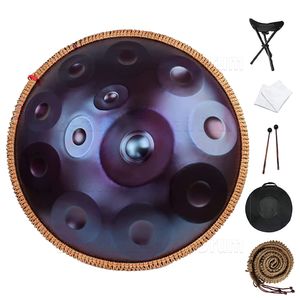 Starry Sky Purple Handpan Drum 440HZ 22 inch 12 10 9 notes D minor steel tongue drum yoga meditation instrument beginner tambor