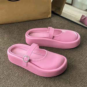 Chinelos femininos casuais coringa plataforma chinelos 2023 verão vestido sandálias redondas chinelos baotou sapatos femininos
