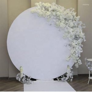 Party Decoration Elegant White Mental Round Velvet Flower Wall Back Drop Stand Decorations Wedding Stage Backdrop Yudao971