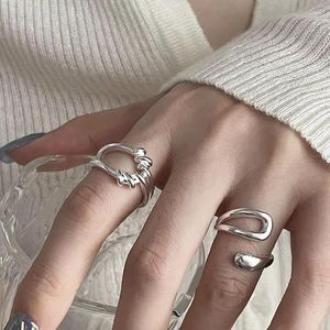 Cluster Rings 925 Sterling Silver Unique Hollowout Ring For Women Fine Jewelry Finger Adjustable Open Vintage Party Birthday Gift