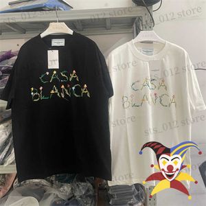 メンズTシャツカサブランカフローラルレタープリントTシャツ男性女性高品質の特大TシャツトップTシャツT230512