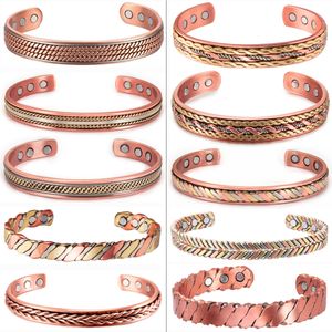 Kette Damen Tibetisches Reines Kupfer Magnetisches Heilarmband Indien Muster Herren Spiritueller Yoga Schmuck Verstellbares Seil Inlay Stil 230511