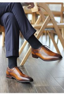 Fashion Pointed Toe Black / Brown/ Coffee Social Shoes Mens Dress Shoes Genuine Leather Male Business Shoes