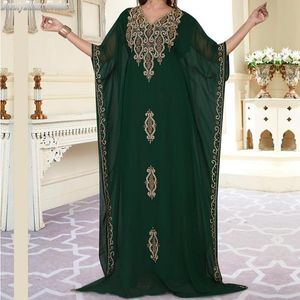 Dresses Vintage Green Dress Middle East Loose Robe Muslim Islamic Abaya Gown Moroccan Kaftan Women Ethnic Vestidos