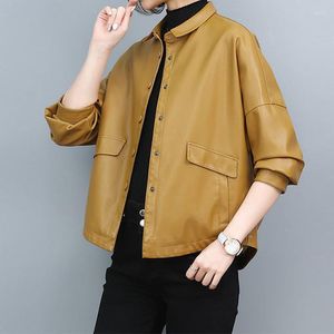 Women's Jackets 2023 Spring And Autumn Leather Jacket Women's Short Korean Casual Loose Trendy Solid Streetwear