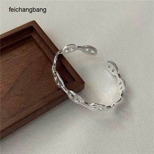 Hermm Designer Bracelets S925 Sterling Silver Korean Fashion Heady Industry Pig Nose Bracelet Simple Classic Band