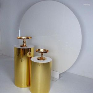 Party Decoration 5pcs/set)Gold Metal Mirror Plinth Bar Table Stools For Outdoor Wedding Yudao1042