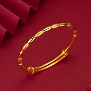 Solid Bangle Bracelet Women Jewelry 18k Yellow Gold Filled Classic Women Girls Bangle Fashion Dubai Wedding Party Gift Dis 60mm