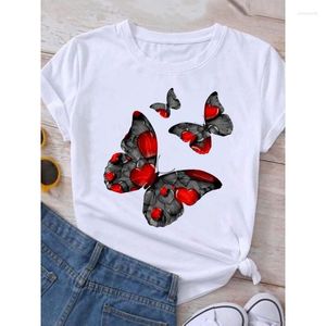 Koszulki damskie Casual Clothing Butterfly w stylu lat 90. letnia koszula graficzna krótkie rękawy Drukuj ubrania modowe FW5250