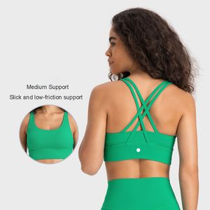 L002 Longline Classic Yoga Bra Buttery Soft Sports Bra Fashion Vest Skin-Friendly Lingerie Cross Strap Brassiere with Removable Cups Women Tank Tops