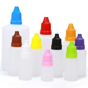 Plastdroppflaska tom plastpressbar ögonvätskeflaskor med barnsäker mössa ögondropparflaska för lösningsmedel Essence ögondroppar saltlösning E0512