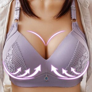 BRAS Women Wire Free Bh Lace Sexig BRA Kvinna Push Up BH Justerbar Brassiere Femme Lady Seamless Underwear Plus Size Bh P230512