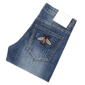 Nya jeans chino byxor byxa mäns byxor sträcker höst vinter nära passande jeans bomullsslackar tvättade rakt affärssammantrån