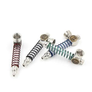 Creative Skull Luminous Smoking Pipe Head Spring Metal Pipe Detachable Household Smoking Accessories 4 Colors