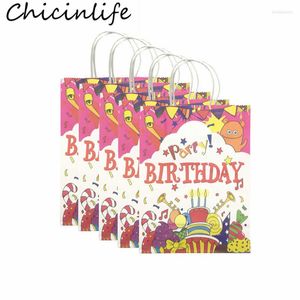 Подарочная упаковка 5 шт с днем ​​рождения Kraft Paper Candy Bags Kids Boy Girl Cookie Cookie Сумка пакета для декора декора для душа детские материалы