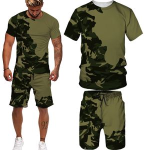 Men's Tracksuits Summer Camouflage TeesShortsSuits Men's T Shirt Shorts Tracksuit Sport Style Outdoor Camping Hunting Casual Mens Clothes 230511