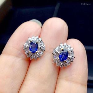 Stud Earrings Natural And Real Sapphire Earring 925 Sterling Silver