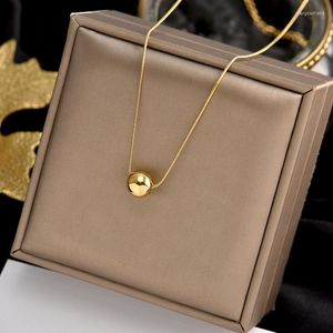 Kedjor Classic Simple Ball Pendant Titanium Steel Kort halsband för kvinna Koreanska modesmycken Girls tillbehör CLAVICLE Kedja