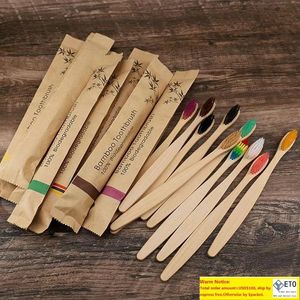 Toilet Supplies 10 Colors Head Bamboo Toothbrush Wholesale Environment Wooden Rainbow Bamboos Toothbrushes Oral Care