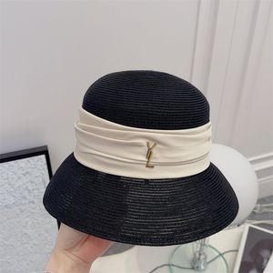 Elegant Celebrity Women Straw Hat With Fine Braided Hemp Material Weaving Sun Visor Hats With Satin Decoration Unique Brim Design Bucket Hat