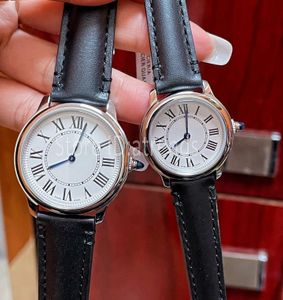 New Top Stylish Quartz Watch Women Silver Dial 36mm 29mm Casual Black Leather Strap Wristwatch Classic Design Ladies Dress Clock 1574