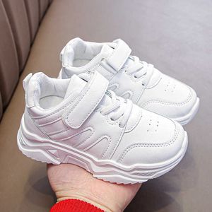 Athletic Outdoor All White Girls Running Shoes Casual PU Kids Boy tenis Shoes Comfortable Soft Bottom 2021 Spring Autumn Children Sneakers E01071 AA230511