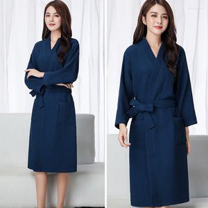 Women's Sleepwear Women Cotton Solid Color Waffle Bathrobe Soft El Robe Ladies Casual Homewear Bride Bridesmaid Nightdress