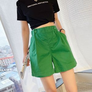 Women's Shorts Summer Fashion Shorts for Women High Waist Cotton Casual Black Green White Elastic Waist Wide Leg Short Women's Clothing 230512