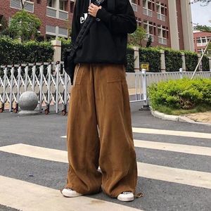 Męskie spodnie Brązowe czarne spodnie sznurowe Mężczyzn Modka retro ograniczona swobodne spodnie Męskie odzież uliczna luźne hip-hopowe spodni męskie spodnie 230512