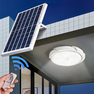 LED Solar Garden Light Takljus 50W 100W 150W 200W inomhus solenergilampa med 5 m tråd, fjärrkontroll, ljussensor, korridorbalkong, kabin, RV, nödsituation, camping