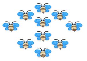 10 Stück blaue Bienenflicken, Insektenabzeichen für Kleidung, gestickter Aufnäher, Applikation, zum Aufbügeln, Nähzubehör für Kleidung, 1030074
