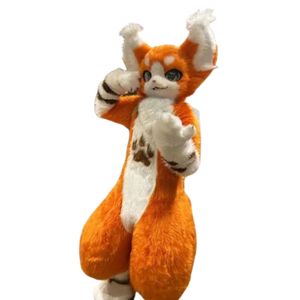 Langes Fell Husky Hund Fuchs Maskottchen Kostüm Fursuit Halloween Pelzanzug Cartoon Outfits Dress Up