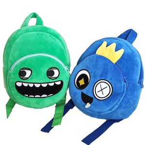 Kawaii Blue Green Friends Plush Backpack Soft Plush Zipper Double Shoulder Bag Kids School Bag Birthday Gift