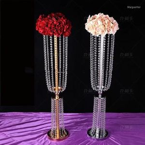 Yudao1412 Party-Dekoration, 12 Stück, romantische Hochzeit, klarer Kristall-Blumenständer, Acryl-Mittelstücke, Mittelstück mit Blumenmuster