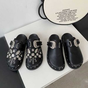 Slippers Thick-Soled College British Personality Small PU Leather Shoe Big Head Doll Shoe Literary Retro Platform Flat Women G230512