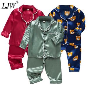 Pyjamas LJW Children's Pyjamas Set Baby Suit Kids kläder Toddler Boys Girls Ice Silk Satin Tops Pants Set Home Wear Kids Pyjamas 230511