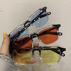 Sonnenbrille Vintage Quadratische Frauen Spiegel Retro Niet Gelbe Sonnenbrille Männer Weibliche Marke Designer Mode Schwarz