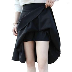 スカートハイウエストプリーツエレガントな赤い黒い膝の長さフレアファッション女性ファルダスサイアレディースジュペ秋冬女性スカート